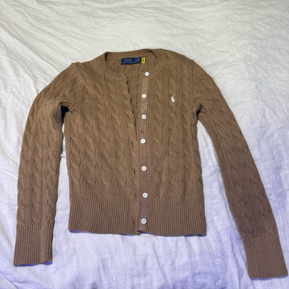 Ralph Lauren Brown Cable Knit Cardigan